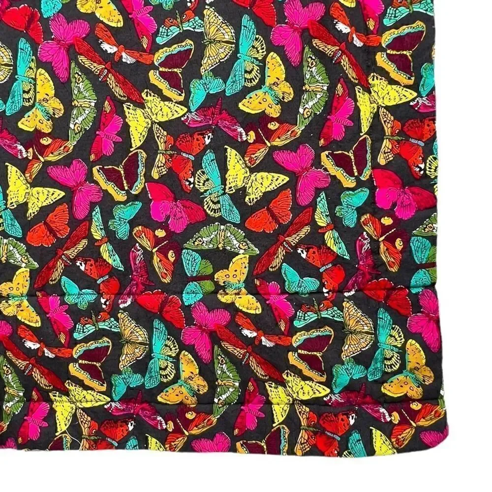 Handmade Multicolored Butterfly Pattern Quilted Afghan Throw Baby Blanket
